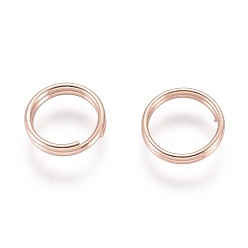 Розовое Золото 304 из нержавеющей стали разрезные кольца, кольца с двойной петлей, розовое золото , 8x1 мм, внутренний диаметр: 7 мм, одиночный провод: 0.5 мм