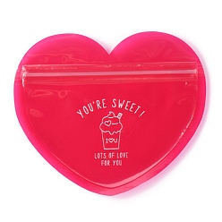 Crimson PET Plastic Zip Lock Bag,  Candy, Cookies Storage Bags, Self Seal Bag, Top Seal, Candy, Heart Shape, Crimson, 11x12.7x0.2cm, Unilateral Thickness: 2.3 Mil(0.06mm), 10pcs/bag