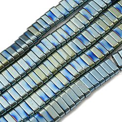 Pale Turquoise Electroplated Non-magnetic Synthetic Hematite Beads Strands, Rectangle, 2-Hole, Pale Turquoise, 6x2x3mm, Hole: 1.2mm, about 198pcs/strand, 16.02 inch(40.7cm)