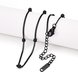 Черный Ионное покрытие (ip) 304 ожерелье-цепочка из нержавеющей стали для мужчин и женщин, чёрные, 15.55~16.18 дюйм (39.5~41.1 см)