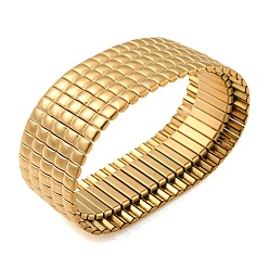 Золотой 304 браслет-цепочка из нержавеющей стали, широкий эластичный браслет, золотые, внутренний диаметр: 2-5/8 дюйм (6.6 см), широк: 28 мм