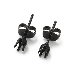 Черный 316 серьги-гвоздики из хирургической нержавеющей стали, чёрные, 3.5x14.5 мм