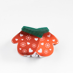 Others Christmas Themed Hair Claw Clip, PVC Ponytail Hair Clip for Girls Women, Gloves, 48x47x43mm