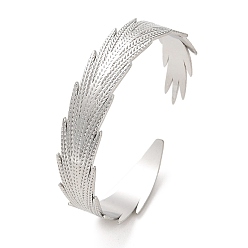 Stainless Steel Color 304 Stainless Steel Feather Cuff Bangles, Stainless Steel Color, Inner Diameter: 2-1/8 inch(5.3cm)