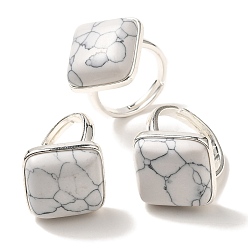 Говлит Регулируемые кольца из синтетического говлита, с латунной основой, без свинца и без кадмия, ромб, ромб: 24x25 мм, размер США 9 3/4 (19.5 мм)