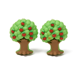 Lime Food Grade Eco-Friendly Silicone Focal Beads, Apple Tree, Lime, 28x22x19mm, Hole: 2.5mm