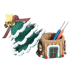 Mixed Color DIY Knitting Kits, including Polyester Yarn, Glue Stick, Crochet Needle, Christmas Tree, Mixed Color, 140x200mm