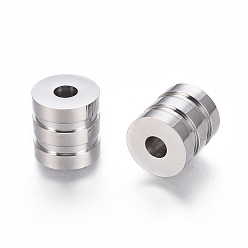 Stainless Steel Color 304 Stainless Steel Groove Beads, Column, Stainless Steel Color, 10.5x10mm, Hole: 3mm