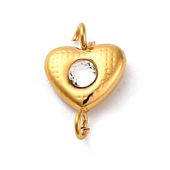 Кристалл 304 подвески-сердечки из нержавеющей стали со стразами, ионное покрытие (ip), реальный 14 k позолоченный, кристалл, 12.5x8x2.5 мм, отверстие : 1.8 мм