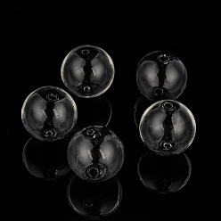 Clear Handmade Blown Glass Globe Beads, Round, Clear, 14mm, Hole: 2~3mm