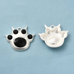 Matte Silver Color Rack Plating Alloy Pendant, with Acrylic, Lead Free & Cadmium Free, Paw Print, Matte Silver Color, 21x25.5x5mm, Hole: 1.5mm