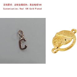 Letter C 925 серебряные шармы, буквы, реальный 18 k позолоченный, буква С, 9x5x0.75 мм
