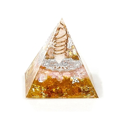 Citrine Orgonite Pyramid Resin Energy Generators, Reiki Wire Wrapped Natural Citrine Hexagonal Prism Inside for Home Office Desk Decoration, 60x60x60mm