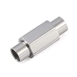 Нержавеющая Сталь Цвет Устойчивые к потускнению гладкие 304 магнитные застежки из нержавеющей стали с вклеиваемыми концами, колонка, граненые, цвет нержавеющей стали, 18x7x7 мм, отверстие : 4 мм