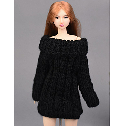 Black Woolen Doll Sweater Dress, Doll Clothes Outfits, Fit for American Girl Dolls, Black, 180mm