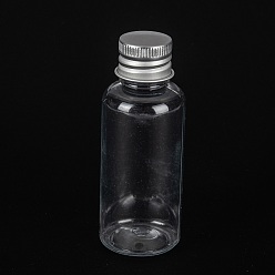 Platinum PET Plastic Mini Storage Bottle, Travel Bottle, for Cosmetics, Cream, Lotion, liquid, with Aluminum Screw Top Lid , Platinum, 2.9x7.7cm, Capacity: 30ml(1.01fl. oz)