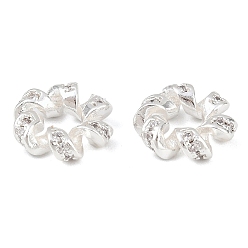 Серебро Витое кольцо из латуни с микропаве из прозрачных кубических цирконий, европейские бусины, бусины с большим отверстием, стойки покрытие, долговечный, без свинца и без кадмия, серебряные, 10x3 мм, отверстие : 4 мм