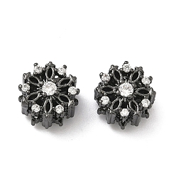 Черный Цвет Металла Латунные прозрачные бусины из кубического циркония, без кадмия и без свинца, стойки покрытие, долговечный, цветок, металлический черный , 10x8 мм, отверстие : 3 мм