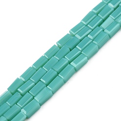 Turquoise Opaque Solid Color Glass Beads Strands, Rectangle, Turquoise, 4~5x2~3x2~3mm, Hole: 0.9mm, about 93~103pcs/strand, 17.32 inch~19.09 inch(44~48.5cm)