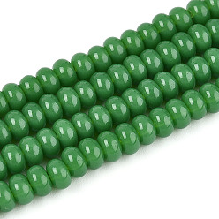 Морско-зеленый Непрозрачные с напылением стеклянные бусины, рондель, цвета морской волны, 4x2.5 мм, отверстие : 0.7 мм, около 135 шт / нитка, 14.96'' (38 см)