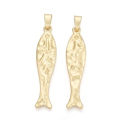 Matte Gold Color Rack Plating Alloy Big Pendants, Fish Charms, Cadmium Free & Lead Free, Matte Gold Color, 83.5x19.5x5.5mm, Hole: 11.5x5mm