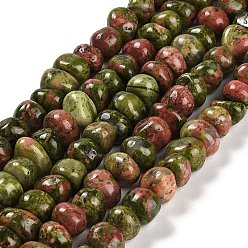 Unakite Natural Unakite Beads Strands, Nuggets, Tumbled Stone, 4~9x8~11.5x7~10mm, Hole: 1mm, about 54~58pcs/strand, 15.12~15.35 inch(38.4~39cm)