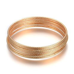 Golden 304 Stainless Steel Buddhist Bangle Sets, Golden, 2-3/8 inch(6cm), about 7pcs/set