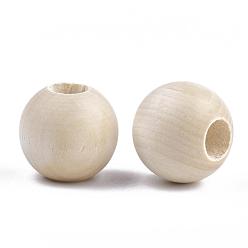 Antique White Natural Unfinished Wood Beads, Macrame Beads, Round Wooden Large Hole Beads for Craft Making, Antique White, 24~25x21~22.5mm, Hole: 9~10mm