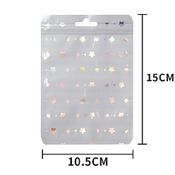 Star 100Pcs Rectangle Laser Plastic Yin-yang Zip Lock Gift Bags, Self Sealing Reclosable Package Pouches for Pen Keychain Watch Storage, White, Star, 15x10.5cm
