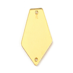 Gold Pentagon Tie Acrylic Sew On Mirror Rhinestones, Costume Clothing Decoration, Gold, 27.5x14.5x1.3mm, Hole: 1.4mm