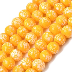 Золотистый Бусы лэмпворк ручной работы, круглые, золотые, 10 мм, отверстие : 2.8 мм, около 40 шт / нитка, 13.19'' (33.5 см)