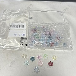 (52) Непрозрачная лаванда 135шт 9 цвета краска для выпечки прозрачные стеклянные бусины, 5-лепестков цветка, с блеском порошок, разноцветные, 12~12.5x12.5~13x3.5~4 мм, отверстие : 1.2~1.4 мм, о 15шт / цвет