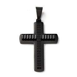 Черный 304 подвески из нержавеющей стали, крест очарование, чёрные, 40x27x4 мм, отверстие : 9x5 мм