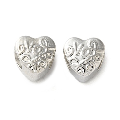 Платина Ccb пластиковые бусины esuropean, бусины с большим отверстием, сердце, платина, 10.5x9.5x7.5 мм, отверстие : 4.5 мм