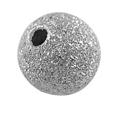 Platinum Brass Textured Beads, Nickel Free, Round, Platinum Color, Size: about 10mm in diameter, hole: 1.8mm