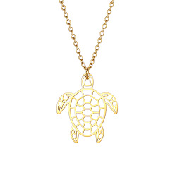 Turtle 304 ожерелья с геометрическими фигурами животных из нержавеющей стали, ожерелья с цепочкой на ключицы для женщин, золотые, черепаха, 17.72 дюйм (45 см)