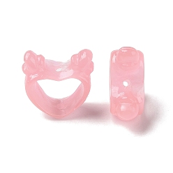 Pink Epoxy Resin Beads, Imitation Jade, Heart, Pink, 16x17.5x8mm, Hole: 1.5mm