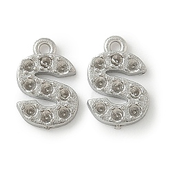 Letter S 304 Настройки горный хрусталь из нержавеющей стали кулон, цвет нержавеющей стали, Письмо с, пригодный для стразов 1 мм, 8x5.5x1 мм, отверстие : 0.7 мм