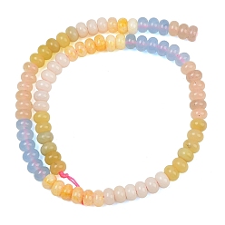 Mixed Color Natural White Jade Beads Strands, Dyed, Smooth Rondelle, Mixed Color, 8~8.5x5~5.5mm, Hole: 1mm, about 75~78pcs/strand, 15.35''(39~40cm)