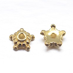 Real 18K Gold Plated Real 18K Gold Plated 5-Petal 925 Sterling Silver Bead Caps, Star, Golden, 5x2mm, Hole: 1mm, about 117pcs/20g