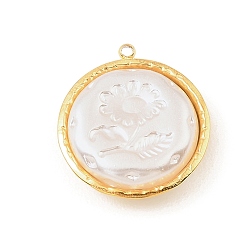 Плоский Круглый 304 нержавеющая сталь с акриловыми подвесками, золотые, плоский круглый с цветными чарами, 23x21x7 мм, отверстие : 1.5 мм