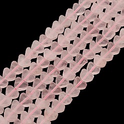 Rose Quartz Natural Rose Quartz Beads Strands, Heart, 7~7.5mm, Hole: 0.6mm, about 62pcs/strand, 14.80''~15''(37.6~38.1cm)