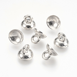 Platinum Plastic Bead Cap Pendant Bails, for Globe Bubble Cover Pendants, Platinum, 7x8mm, Hole: 2mm