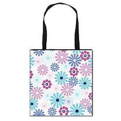 Light Sky Blue Daisy Flower Printed Polyester Shoulder Bag, Rectangle, Light Sky Blue, 39.5x39cm