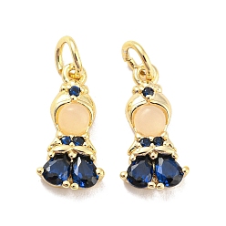 Морской Синий Подвески из латуни с цирконием для женщин, долговечный, без свинца и без кадмия, реальный 18 k позолоченный, Marine Blue, 15.5x7.5x2.5 мм