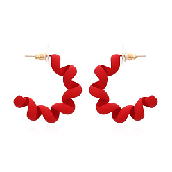 4# красный Красочные серьги С-образной формы с карамельной глазурью и ярким дизайном телефонного провода