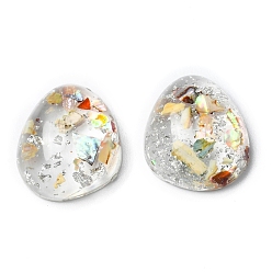 Colorful Transparent Resin Cabochons with Dried Flowers and Silver Foil Inside, Nuggets, Colorful, 18x16mm