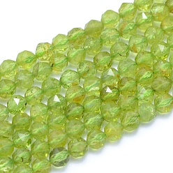 Peridot Natural Peridot Beads Strands, Faceted, Round, 4~4.5mm, Hole: 0.6mm, about 85pcs/strand, 15.16 inch(38.5cm)