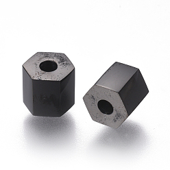 Electrophoresis Black 304 Stainless Steel Beads, Faceted, Column, Electrophoresis Black, 6x6mm, Hole: 2mm