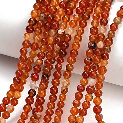 Carnelian Natural Carnelian Beads Strands, Dyed & Heated, Smooth Round, Grade B, 4mm, Hole: 0.7mm, about 97pcs/strand, 14.49~14.57''(36.8~37cm)